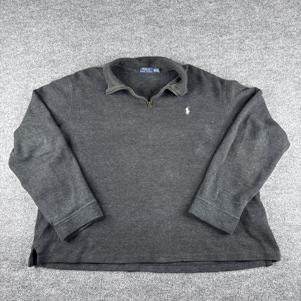 Polo Ralph Lauren Sweater Men XXL Black 1/4 Zip Pullover Pony Logo Minimalist